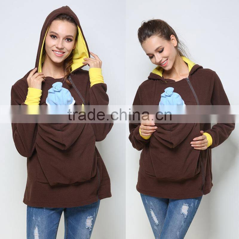 Baby Carrier Hoodie Kangaroo Warm Maternity Outerwear Coat Pregnant Zipper Coat