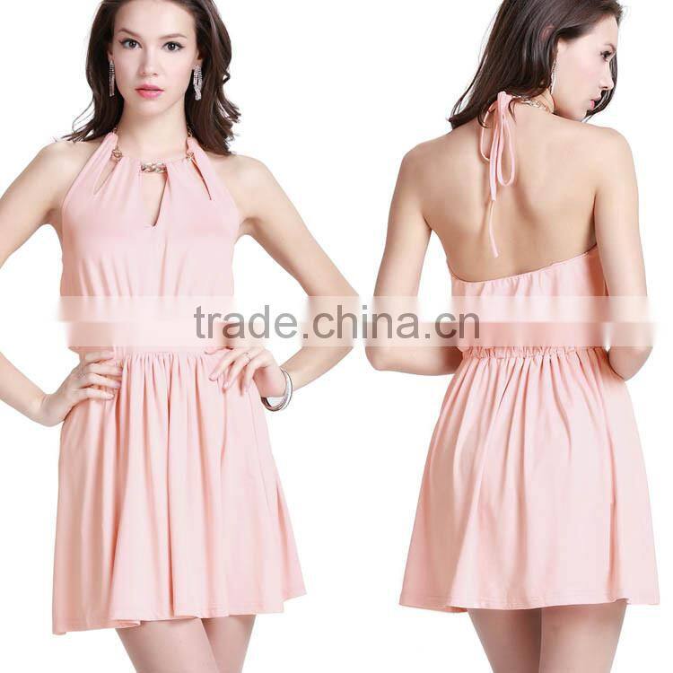 Summer halter mini dresses women backless sexy casual dresses 2016 for wholesale