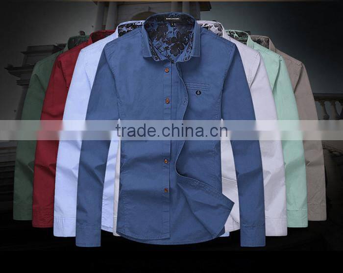 2016 men embroidered floral printed slim fit casual shirt
