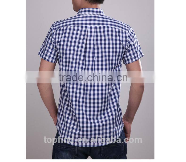 Latest custom plaid short sleeve Men's shirt