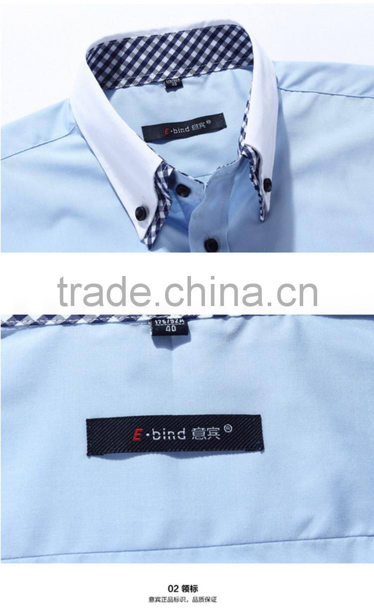 Latest shirt designs for men 2016 alibaba customise solid color men's dress Fashionable long sleeve uniform t shirt