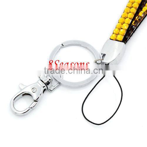 Orange Yellow Acrylic Strap Lanyard For ID Card /Mobile Phone With Lobster Clasp Key Ring 44cm