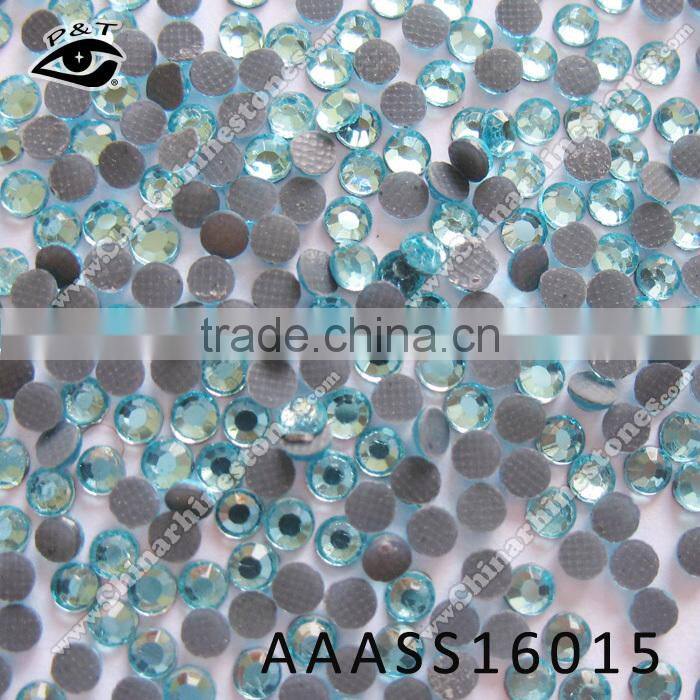 AAA grade hot fix chinese rhinestone ss16 aquamarine color crystals for transfers