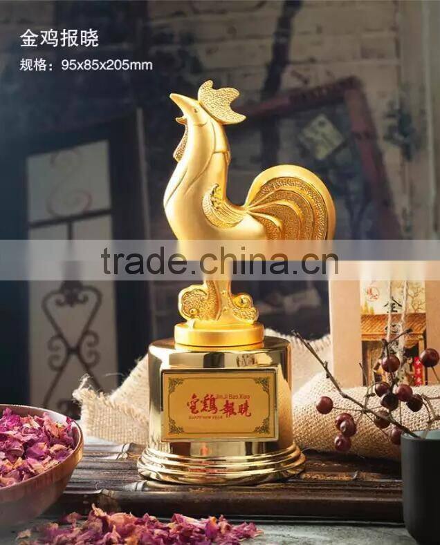 2017 New Design High Quanlity Gold Rooster Award Gold Chanticleer Trophy For Company Gift