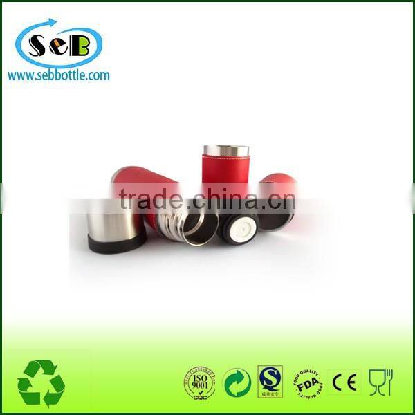 2016 new products stainless steel water bottle double walll insulated hot thermos bottle with leather sleeve