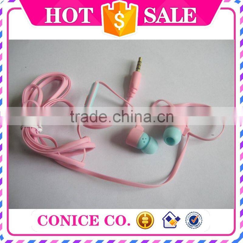 super bass stereo 3.5mm metal jack flat cable wired silicone plug in-ear earbuds earphone