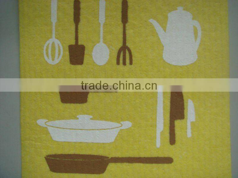 Super absorbent natural printing cellulose sponge kitchen cleaning cloth with printing
