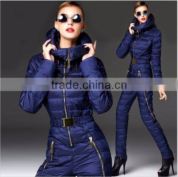 One Piece Down jumpsuits for lady Snow Wear Women's Down Coats Slim Bodysuit