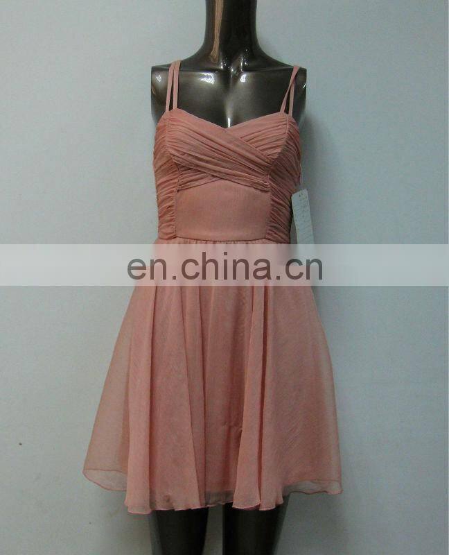 Light pink young ladies spaghetti strap short dress