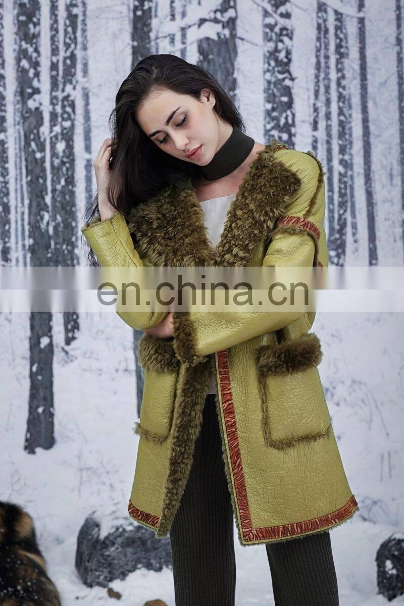 Terrific Color Sheepskin Fur Jacket Reversible Attractive Style Sheep Fur Leather Coat Double Faced Fur Overcoat