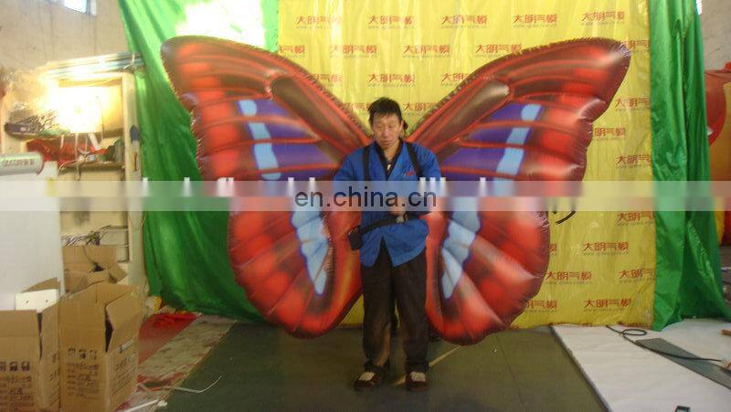 new style customized printed funny inflatable wings costume of butterfly