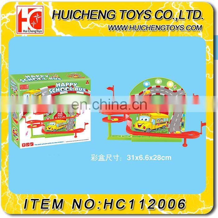 wholesale B/O happy school bus electric slot car racing track set for kids