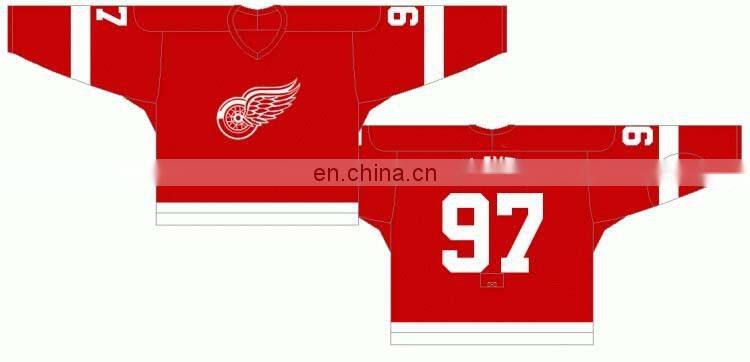 Embroidered Custom Name/Number Detroit Red Wings Team Hockey Uniform