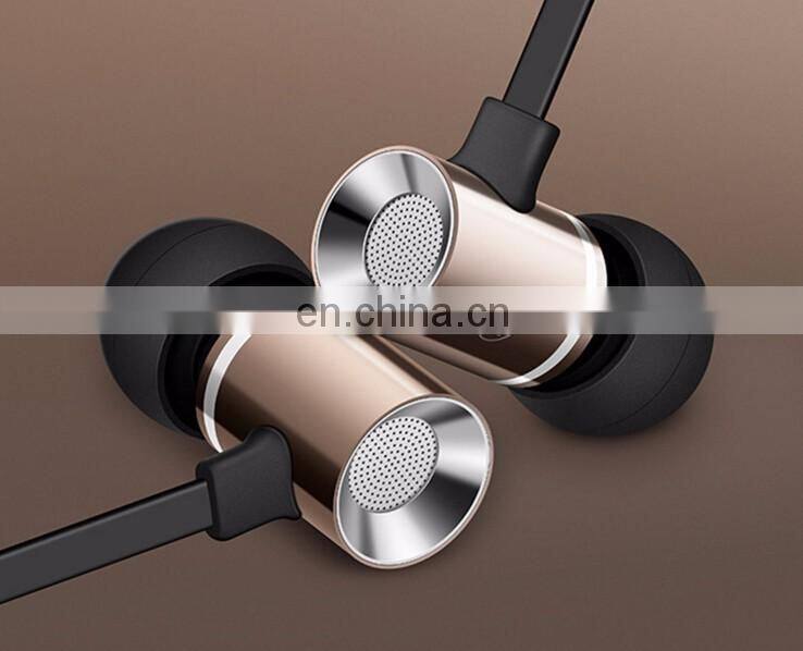 2017 gray flat Super heavy bass cable Metal earbuds with Mic for iphone samsung