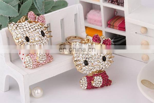 HOT PROMOTIONAL DELICATE GIFT CRYSTAL HELLO CAT MATCHING KEYCHAIN