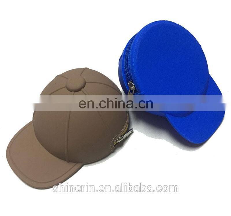 Lovely Baseball Cap Shape Mini Coin Purse Bag Small Cute Wristlet Key Wallet Fashion Silicone Coin Case