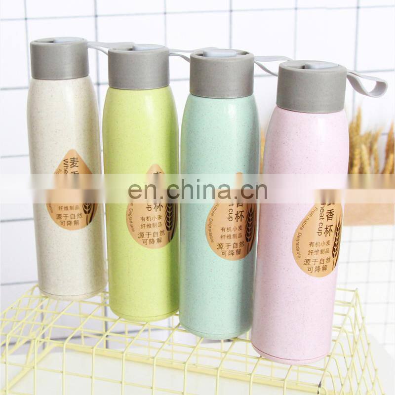 Wholesale Wheat Straw Bottle Double Wall Glass Drinking Water Bottle Bpa Free