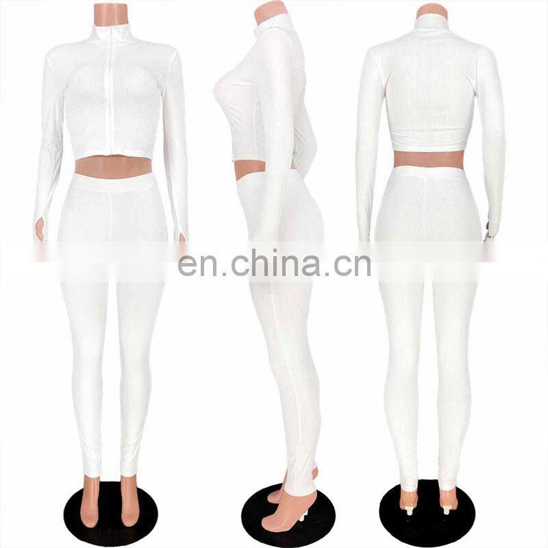 Manufacturer wholesale women's spring and summer new cardigan jacket + folded pants sexy slim 2-piece suit