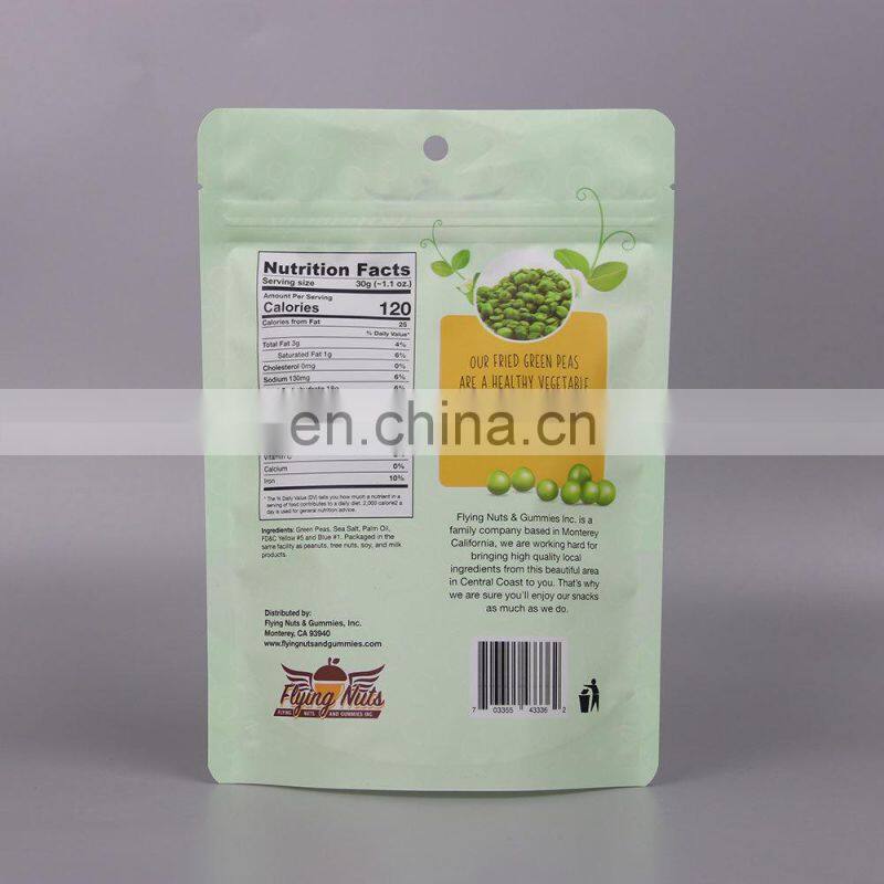 Custom printed Resealable transparent matte polyester film plastic packaging food bag with zipper