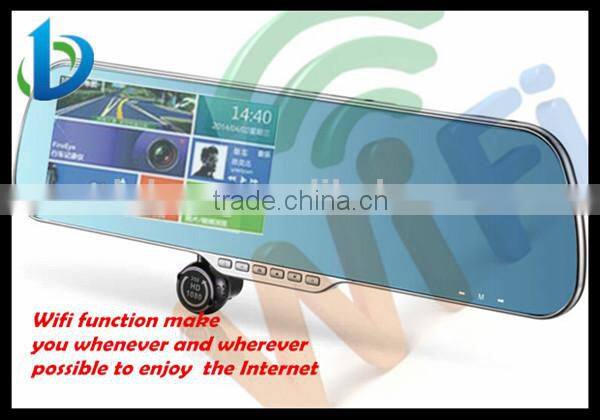 5 inch screen android rearview mirror with gps camera