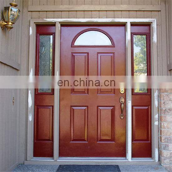 Exterior swing mahogany solid wood double leaf main entrance door