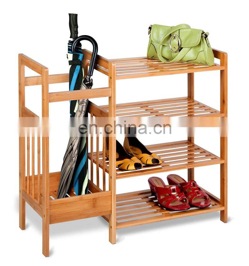 wooden bamboo 4 layers multifunctional shoe racks oerganizer for home