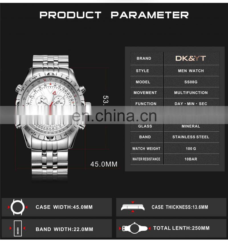 Stainless Steel Back Quartz Movt Wrist Watch Mens Modern Watch