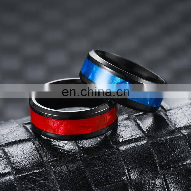 Fashion Colorful Shells Pattern Stainless Steel Couple Ring for Men Women Simple Titanium Steel Ring Wedding Party Jewelry Gifts