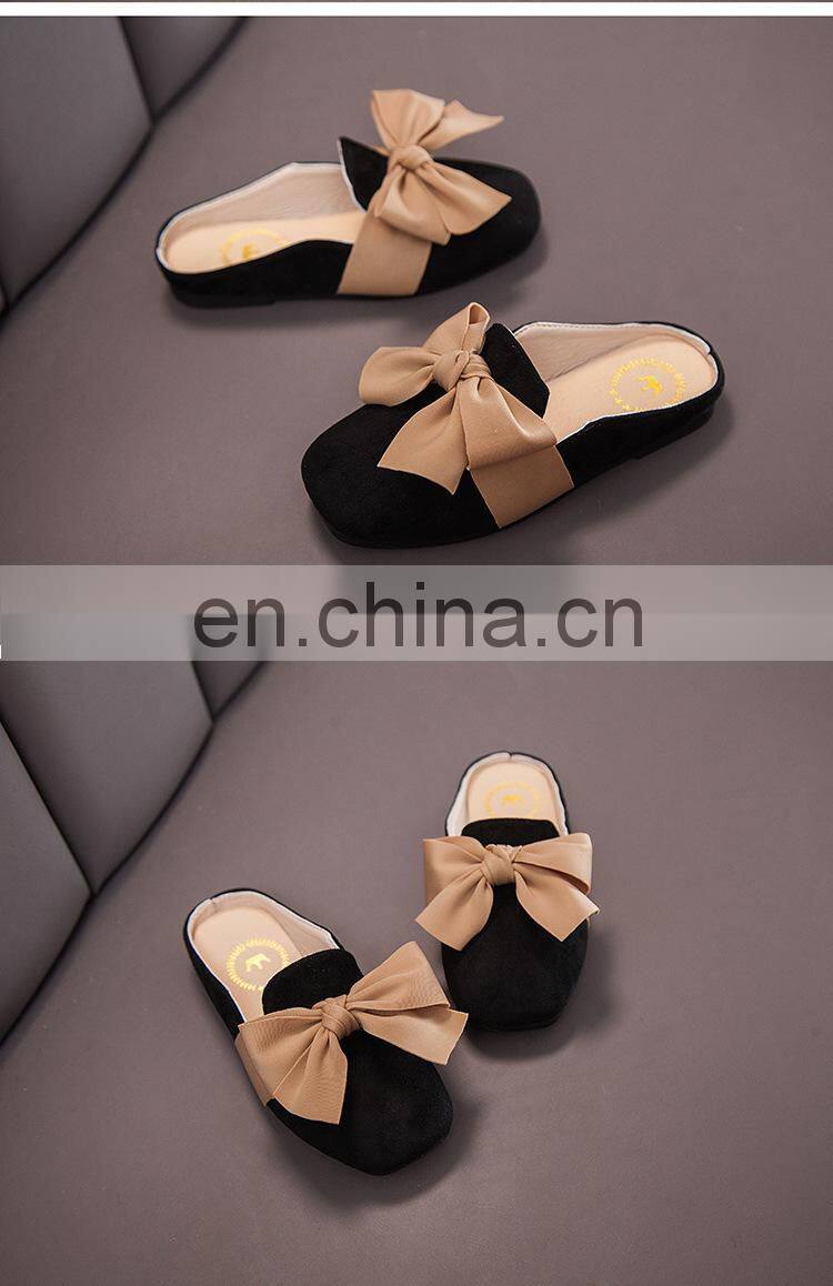 New Kids Slippers Girls Princess Spring Summer Casual Sandal Cute Bow Decorative Soft Leather Rubber Sole Baby Princess Shoes