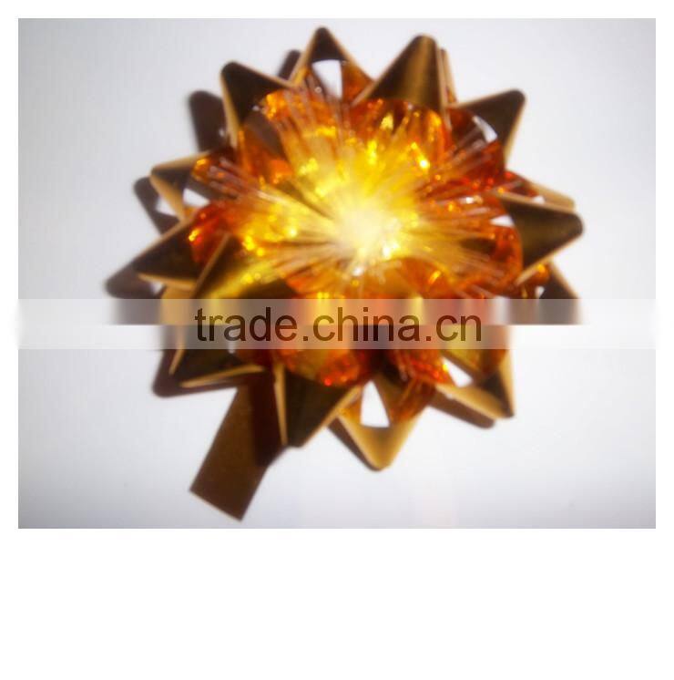 2013 New Design Gift Star Bow With LED Light/3.75" LED Lighting Party Decoration Star Ribbon Bows with fiber optic and bottom