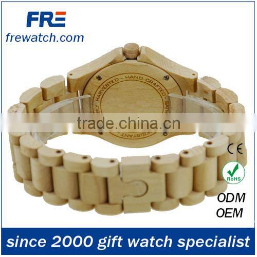 Italy quality natural wood wrist watch with stainless buckle natural color wooden watch