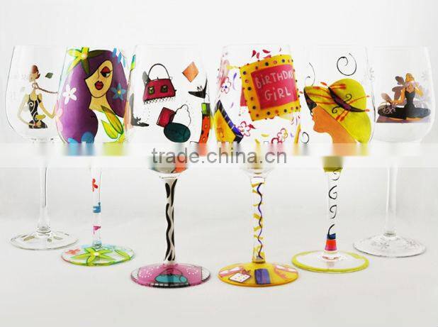 CE/EU/FDA/SGS/LFGB HIGH QUALITY HAND PAINTING WINE GLASS