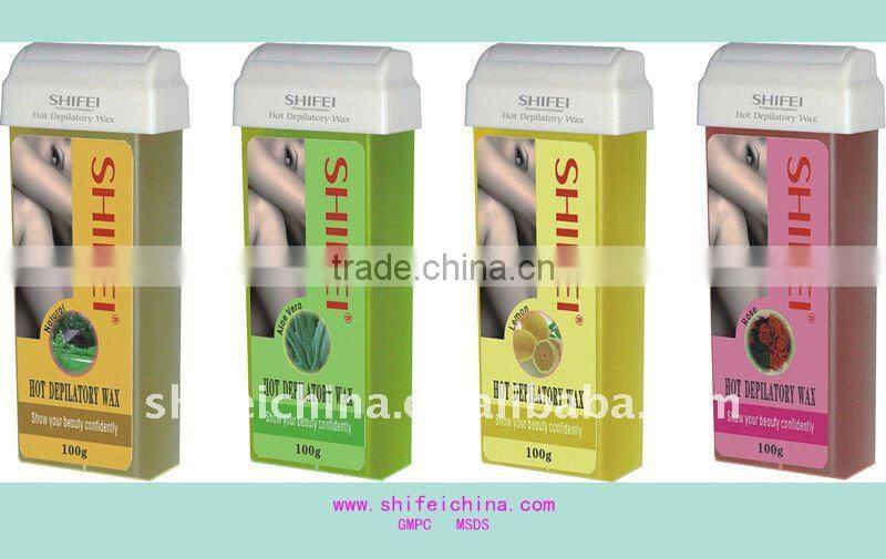 Pofessional beauty salon using depilatory hot glide on wax cartridges