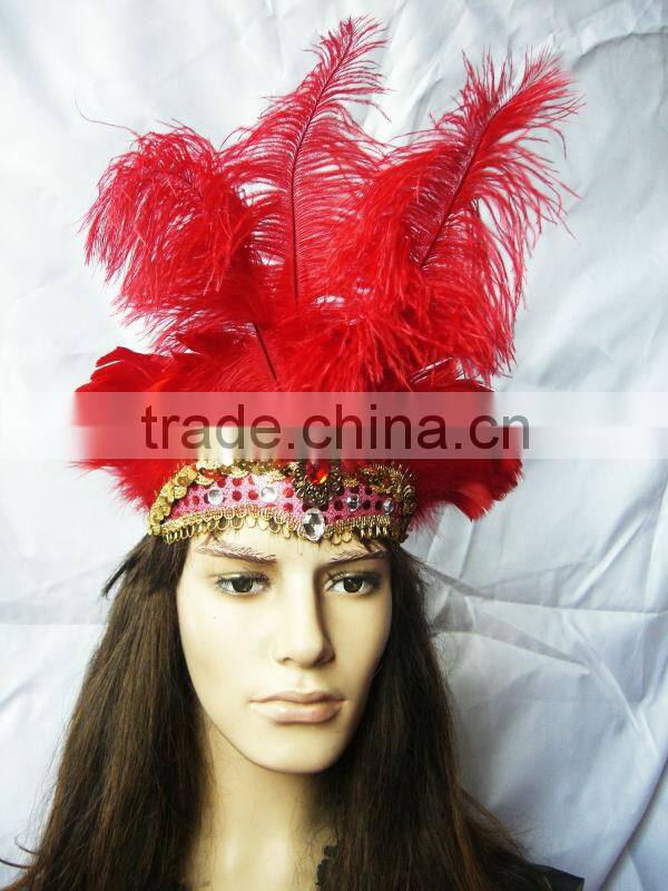 Women Hair headdress With Ostrich Feather