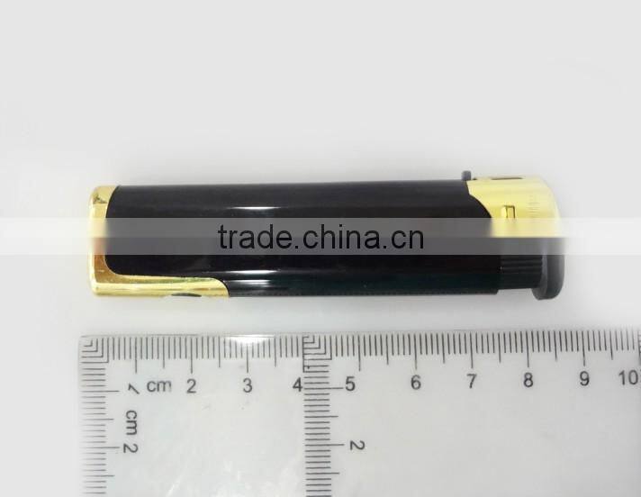 wholesale black color windproof electronic lighter, refillable cigarette lighter with led