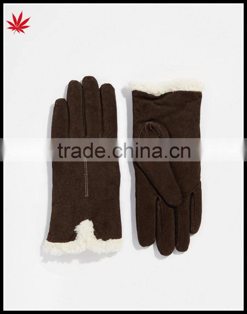 ladies cheap suede fur leather gloves