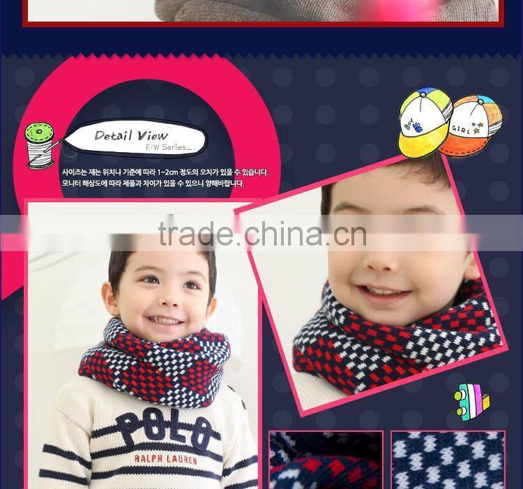 Small Plaid Pattern Unisex Boys Girls Acrylic Knitted Winter Circle Loop Scarf