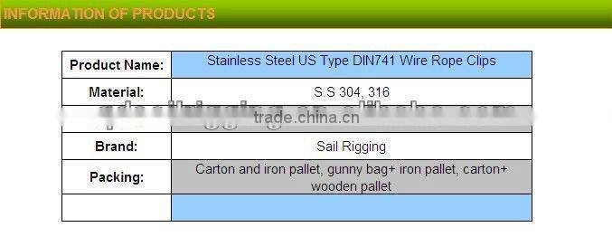 Polished stainless steel wire rope cable clip