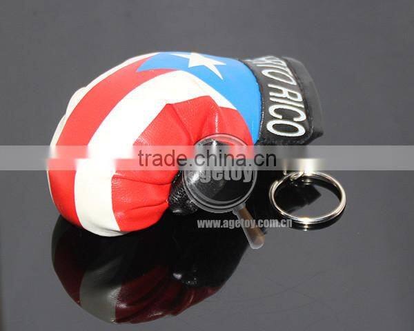 RANDOM Colors Wholesale Printing Puerto Rico Flags Souvenirs Leather Custom Mini Boxing Glove Keychain