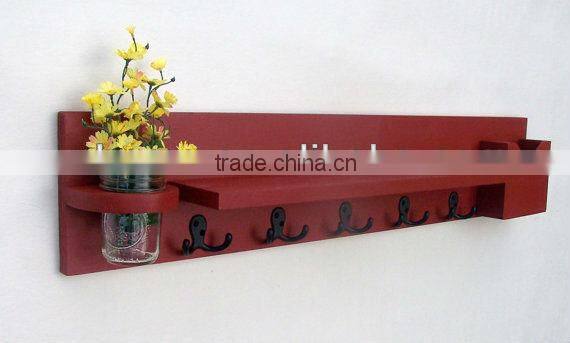 Living room MDF wall hanging shelf for home deco with clothes hooks