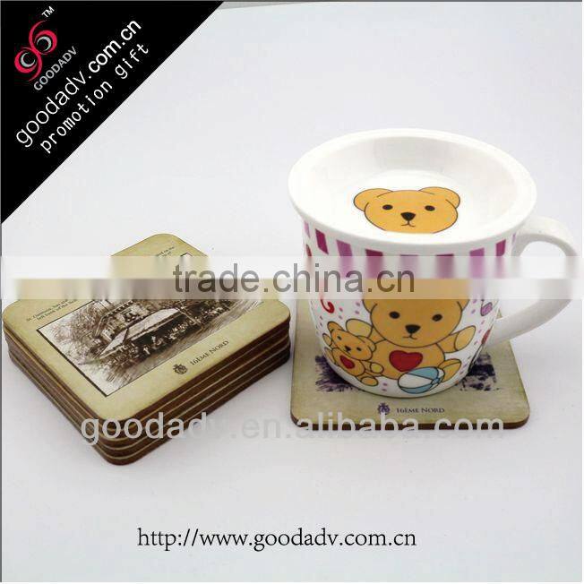 Alibaba China manufacturer promotional blank wood MDF cork board coaster