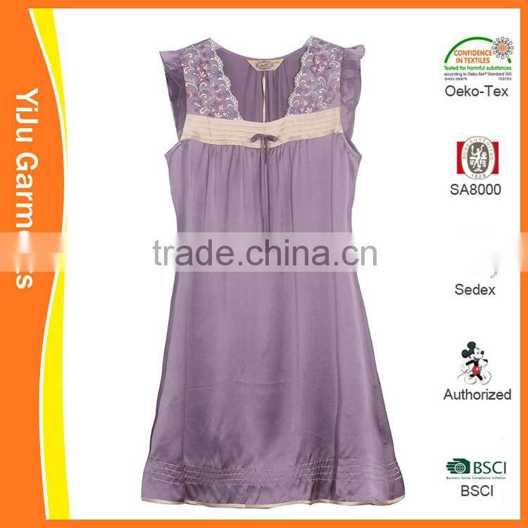 Lady Women sexy lace polyester pajama sleeveless sleepwear dress