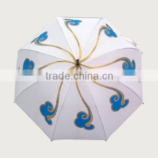 Flower full painting straight umbrella both use in sun and rain