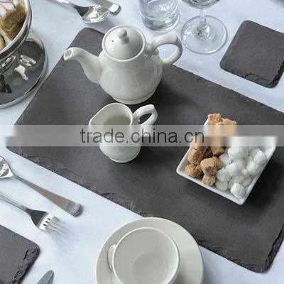 natural heart black slate plate with engraved logo disposable black slate food serving plate black natural slate stone plate