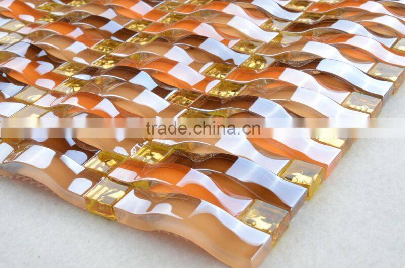 GT002 red glass floor rose pattern bamboo mosaic