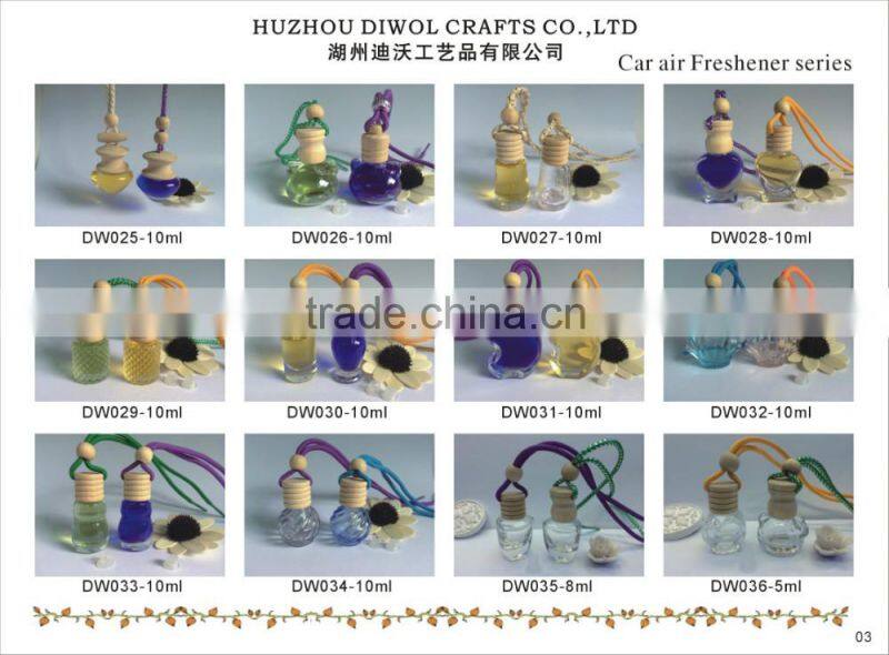 Wooden Cap Glass Refill Empty Car Perfume Diffuse Hanging Bottle