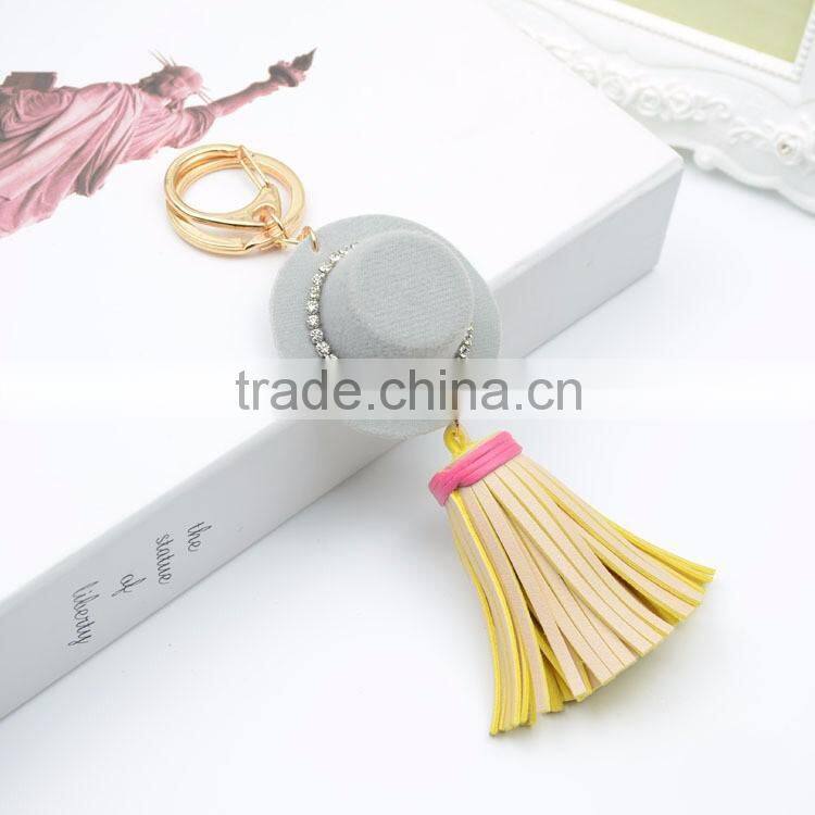 Wholesale Fashion Women Elegant PU Leather Keychain With Metal Pendant Keychain KC13132