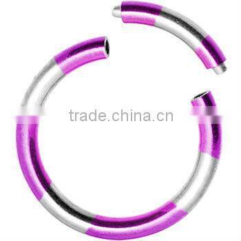 16 Gauge 3/8" Green Silver Stripe Anodized Titanium Segment Ring