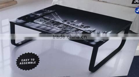 2015 hot sale tempered glass black leg coffee table