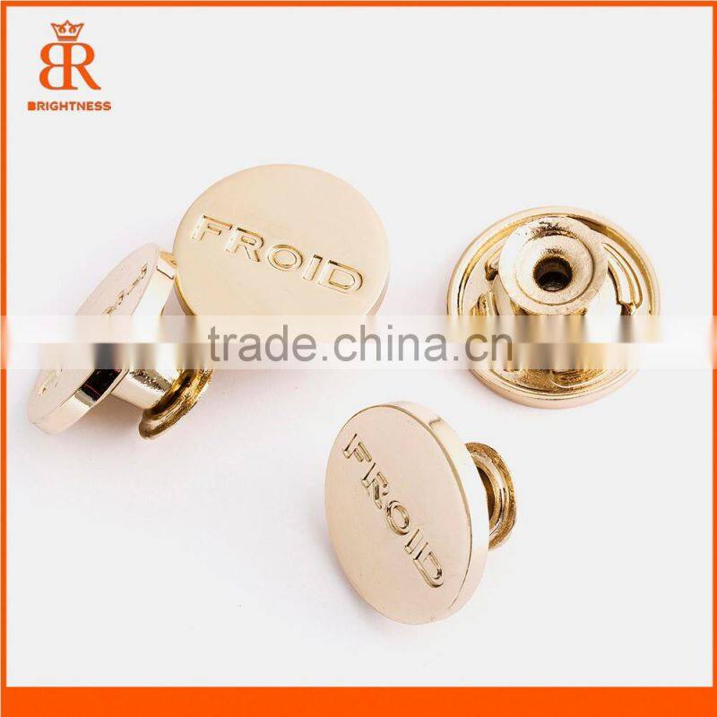 Fashion man clothing zamak button silver jeans button name clothes button